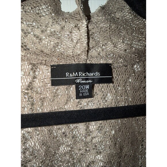 R&M Richards Evening Cardigan Jacket Women Plus 20W Gold Cream Sequin Party Glam - Picture 4 of 14